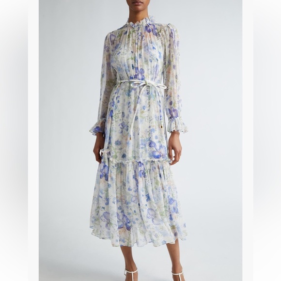 Zimmermann Dresses & Skirts - Zimmermann Blue and White Floral Long Sleeve Dress